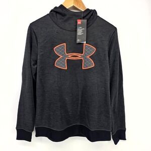 Under Armour Hoodie Womens Medium Black ColdGear Quilted Logo Sweatshirt 1317891